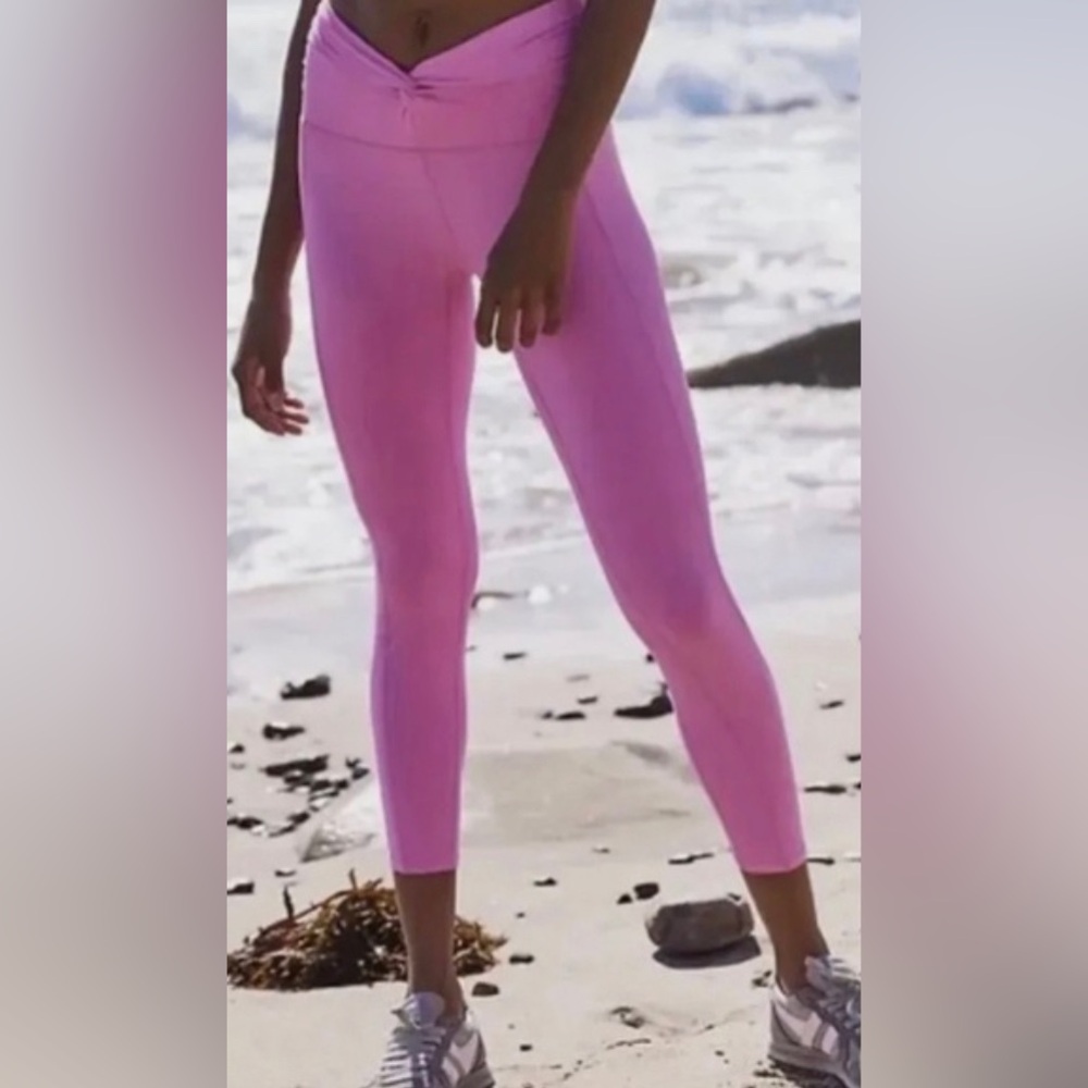 Free People FP Movement Magenta Mix Pink Crossover Wrap Waist Leggings, M